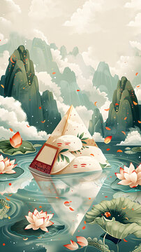 端午節(jié)粽子山水風(fēng)景