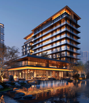 寫實風(fēng)格現(xiàn)代建筑效果圖