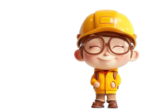 [免摳素材]戴著安全帽的可愛建筑工人男孩