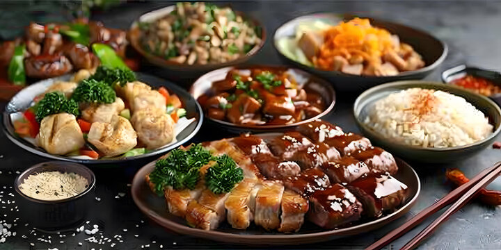 美味誘人的亞洲美食拼盤(pán)