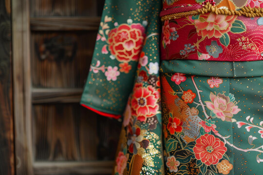 一件帶花卉圖案的和服