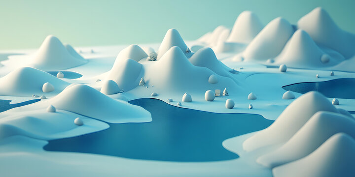 抽象冬季山川雪景