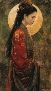 漢服美女與明月