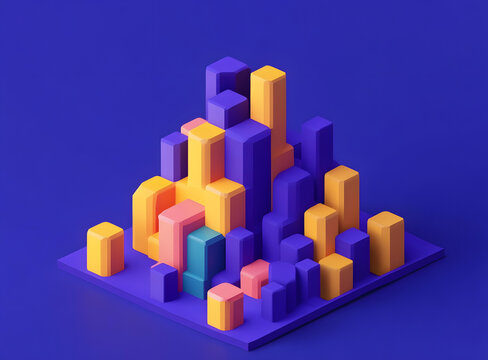 抽象多彩的3D城市景觀