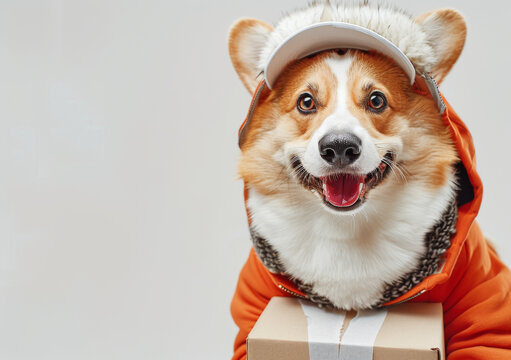 [免摳素材]可愛的柯基犬快遞員