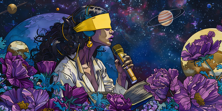 宇宙詩歌朗誦會：蒙眼女子吟誦星際之歌