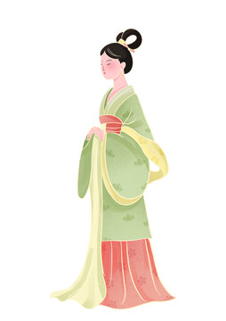 古典人物古代女生漢服插畫
