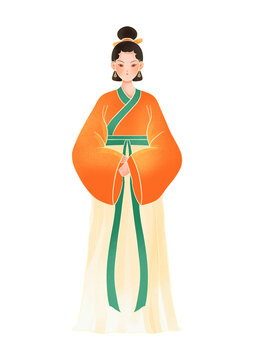 古典人物古代女生漢服插畫