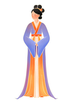 古典人物古代女生漢服插畫