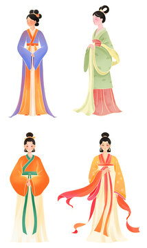 古典人物古代女生漢服插畫