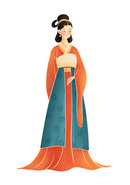 古典人物古代女生漢服插畫