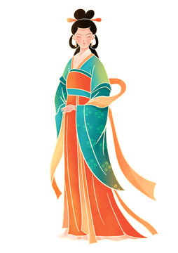 古典人物古代女生漢服插畫