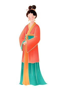 古典人物古代女生漢服插畫