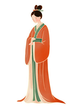 古典人物古代女生漢服插畫