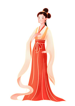 古典人物古代女生漢服插畫