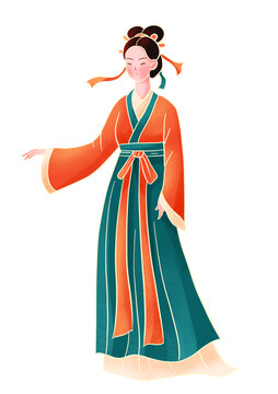 古典人物古代女生漢服插畫