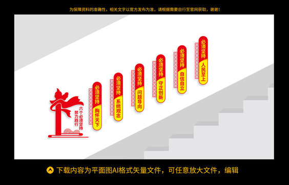 六個(gè)必須堅(jiān)持樓梯文化墻