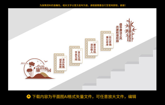 廉潔校園樓梯文化墻