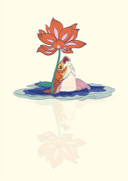 錦鯉荷花