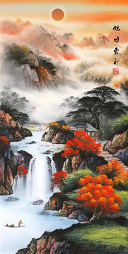 豎幅山水畫