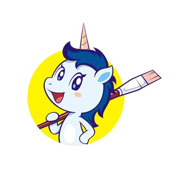 卡通可愛獨角獸頭像矢量圖