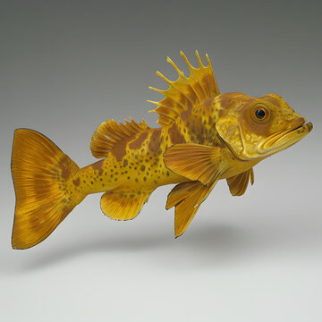 三維渲染的褐黃色魚