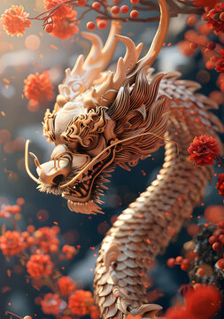 金龍戲珠的AI圖片