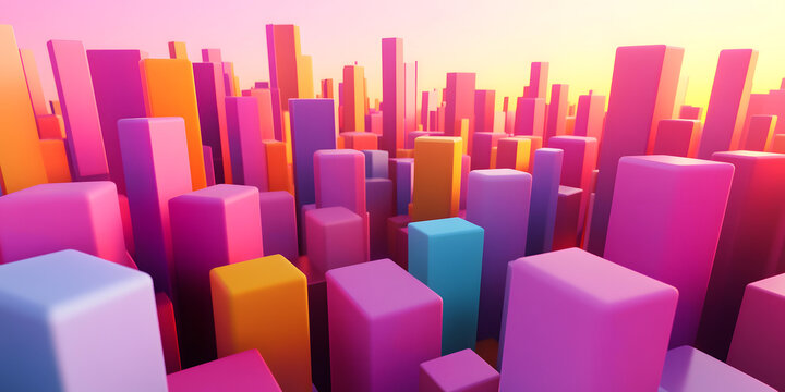 抽象彩色3D城市景觀背景