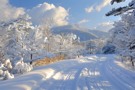 雪山公路，森林與藍天
