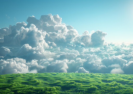 在山丘上空翻滾的綠色草地