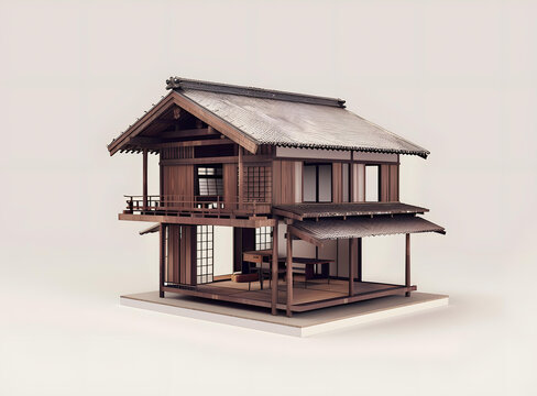 日式傳統(tǒng)木結構房屋模型