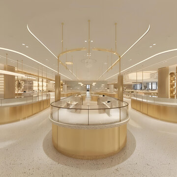 現(xiàn)代金色零售店室內(nèi)設(shè)計(jì)