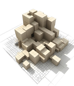 立方體建筑設(shè)計(jì)抽象建筑圖