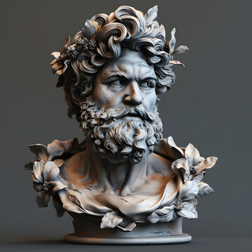 一個(gè)戴著花冠的男人頭像的 3D 渲染圖