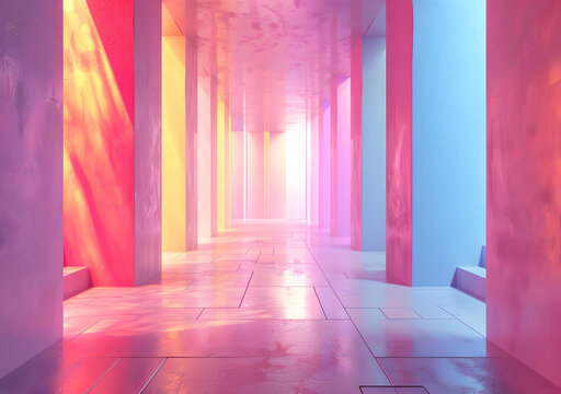 柔和的粉藍走廊