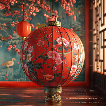 中國風(fēng)粉紅花燈籠