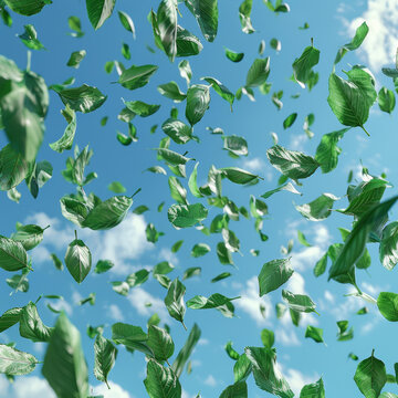 綠葉飄落的AI圖片