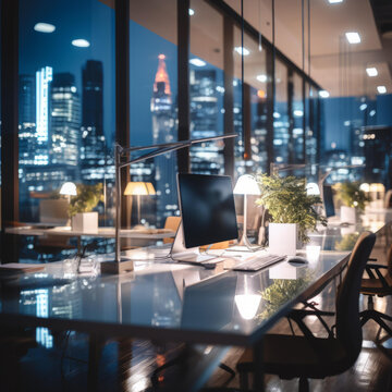 現(xiàn)代辦公室夜景