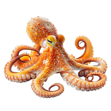 [免摳素材]一只美麗的章魚在白色的背景下