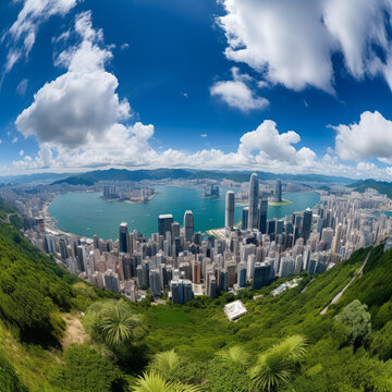 太平山頂俯瞰香港城市景觀