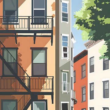 色彩鮮艷的城市建筑景觀