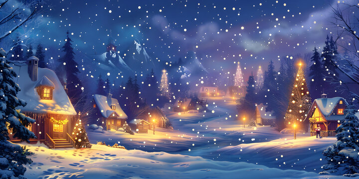 圣誕節(jié)的雪夜小鎮(zhèn)