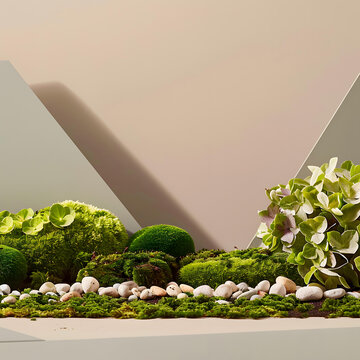簡約綠苔石景背景