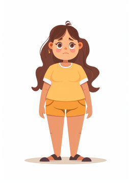一個(gè)悲傷的微胖女人的插圖
