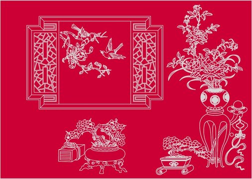 雍正書房花窗花瓶