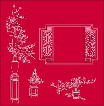 古風(fēng)花窗花瓶
