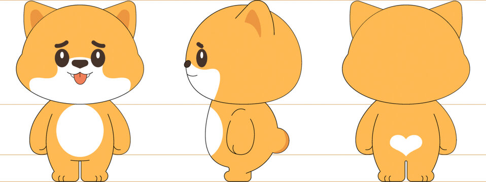柴犬文創(chuàng)狗狗卡通形象ip三視圖