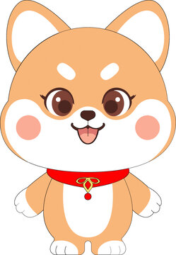 可愛(ài)卡通小狗柴犬插畫(huà)萌寵圖案
