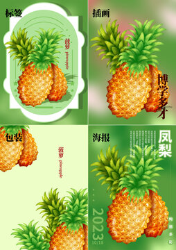 水果菠蘿包裝海報