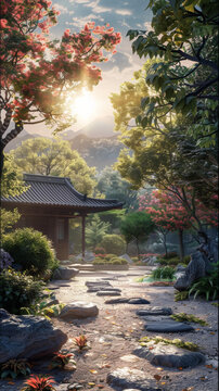 日式庭院的AI圖片